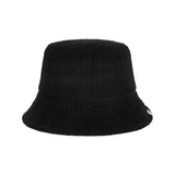 Wide Corduroy Label Bucket Hat Black