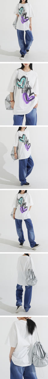ハートスプレーオーバーフィットTシャツ