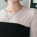 Hiz Dot See-through Layered Inner Long Sleeve T-Shirt