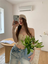 レイヤードニットチューブトップ / layered knit tube top