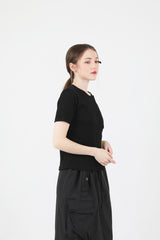 スリットリボンハーフスリーブTシャツ / Slit Ribbon Half-Sleeve T-shirt Green