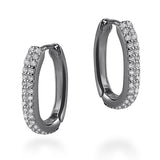 [MONSTA X] S925 Hoop Sha Earrings (Black Silver) (6653819158646)