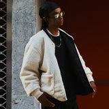 リバーシブルフリースジャンパー/REVERSIBLE FLEECE JUMPER-BLACK