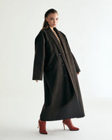 UNISEX FAKE NUBUCK MAXI COAT W - DARK BROWN (6636063457398)