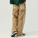 CONTRAST COTTON WIDE PANTS (BEIGE) (6603667079286)