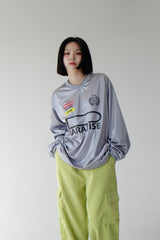 グローシースポーティジャージスウェットシャツ/Glossy Sporty Jersey Sweatshirt (2color)