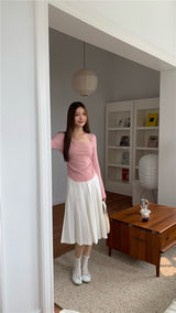 round semi ribbed long sleeve tee