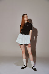Lace Tape Half Zip-Up Black