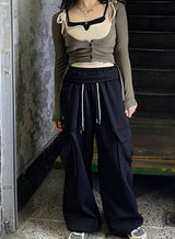 スリーブレスアンドクロップドシャーリングカーディガンセット / Sleeveless and Cropped Shirring Cardigan Set