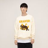 [UNISEX] Smile Drawing Leopard White Clip Sweatshirt (6686022533238)