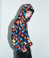 ドリームライクフラワーフードTシャツ/ dreamlike flower hood t-shirt - BLACK (4435429621878)