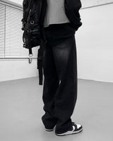 キャットオーバーサイズドフィットワイドデニムパンツ / [Unisex] Cat Oversized Fit Wide Black Denim Pants