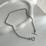 cho ボールチェーンハートボールドデイリールックチョーカーショートネックレス / cho Ball Chain Heart Bold Daily Look Choker Short Necklace