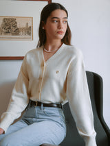 WOOL BLENDED BASIC CARDIGAN IVORY
