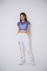 4ライン メッシュ クロップ Tシャツ / TOP(9360) 4 Line Mesh Crop Tee
