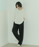 UNISEX PINTUCK STITCH WIDE PANTS W - BLACK (6689418903670)