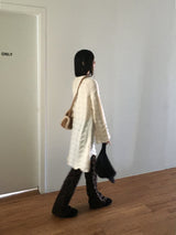 [MADE] Flute Ribbon Strap Punching Wave Knit Dress