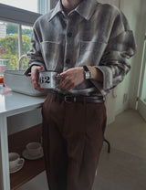 ウィンターヘリーストライプウールシャツジャケット