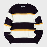 NATURAL STRIPE CREW NECK KNIT (NAVY) (6627477651574)