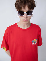 ハンバーガーTシャツ/[ENJOY YOUR MEAL] HAMBURGER 1/2 T-SHIRT_RED