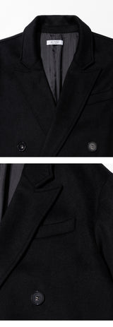Merino Wool Overfit Double Long Coat (Classic Black)