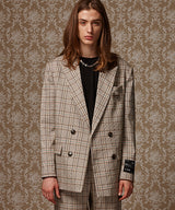 Two-button suit jacket - Beige check (4622118912118)