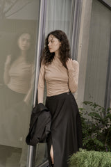 ドレープジャージートップス/DRAPE JERSEY TOP_BEIGE