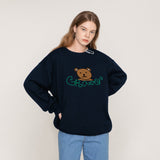 [UNISEX] Bear face, smile, white clip, sweatshirt (6658857828470)