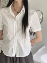 ラインロール半そでシャツ/ Epik line rolled semi-cropped short-sleeved shirt