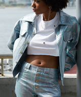 シルバーアイレットクロップトップ / Silver Eyelet Crop Top (4514409676918)