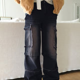 Carple カープル ヴィンテージ ダメージ カーゴ ウォッシュカット ロング ワイド デニム パンツ