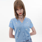 Heart Cardigan [Sky blue] (6593762033782)