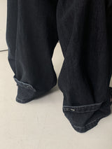 シャイナットバックバンディングヘムボタンドゥカーゴデニムパンツ