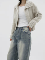 ルベンカラージップアップカーディガン / Ruben Collar Zip-up Cardigan (6color)