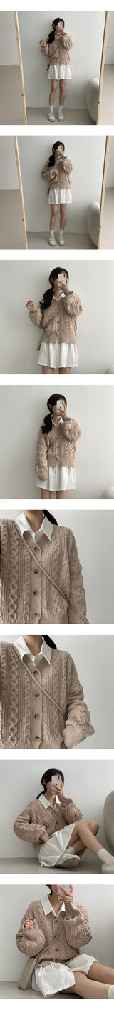 ネードボクシーツイストニットカーディガン / Nade Boxy Twisted Knitted Cardigan