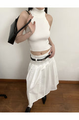 Sleeveless polar ribbed crop knit