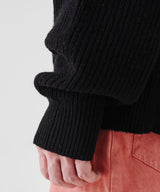 RELAXED KNIT  COLLAR CARDIGON (BLACK)