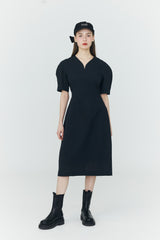 チューリップ シアサッカー ドレス / Tulip Seersucker Dress [Black]