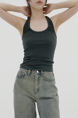 シャーリングホルターネックスリーブレス / Shirring halterneck sleeveless (5color)