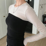 Hiz Dot See-through Layered Inner Long Sleeve T-Shirt