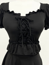 ミニッツホカンスフリルストラップ水着ツーピースセット(カップ内蔵) / Minutes Hocance Ruffle Strap Swimsuit Two-Piece Set