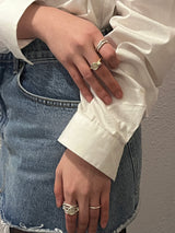NOTE RING GOLD(silver+16K gold plated, rutilated quartz)
