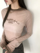 リケットシースルーヒップグラデーション長袖Tシャツ
