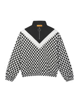 0 3 checkerboard zip-up top - BLACK (6683340963958)