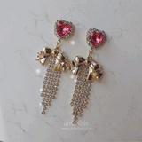 パーティーリボンプリンセスイヤリング / Party Ribbon Princess Earring - Rosepink