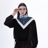 ベルベットジップアップトップ/0 3 brownie velvet zip-up top