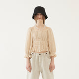SHIRRING SQUARE BLOUSE (IVORY) (6579699253366)