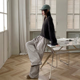 Kanji Pocket Corduroy Banding Long Wide Pants
