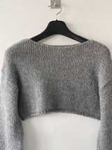 Layering boat neck short knit 