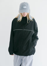 ラウンドラインフーデッドジャケット/BSR2223FWJK045 ROUND LINE HOODED JACKET BLACK
